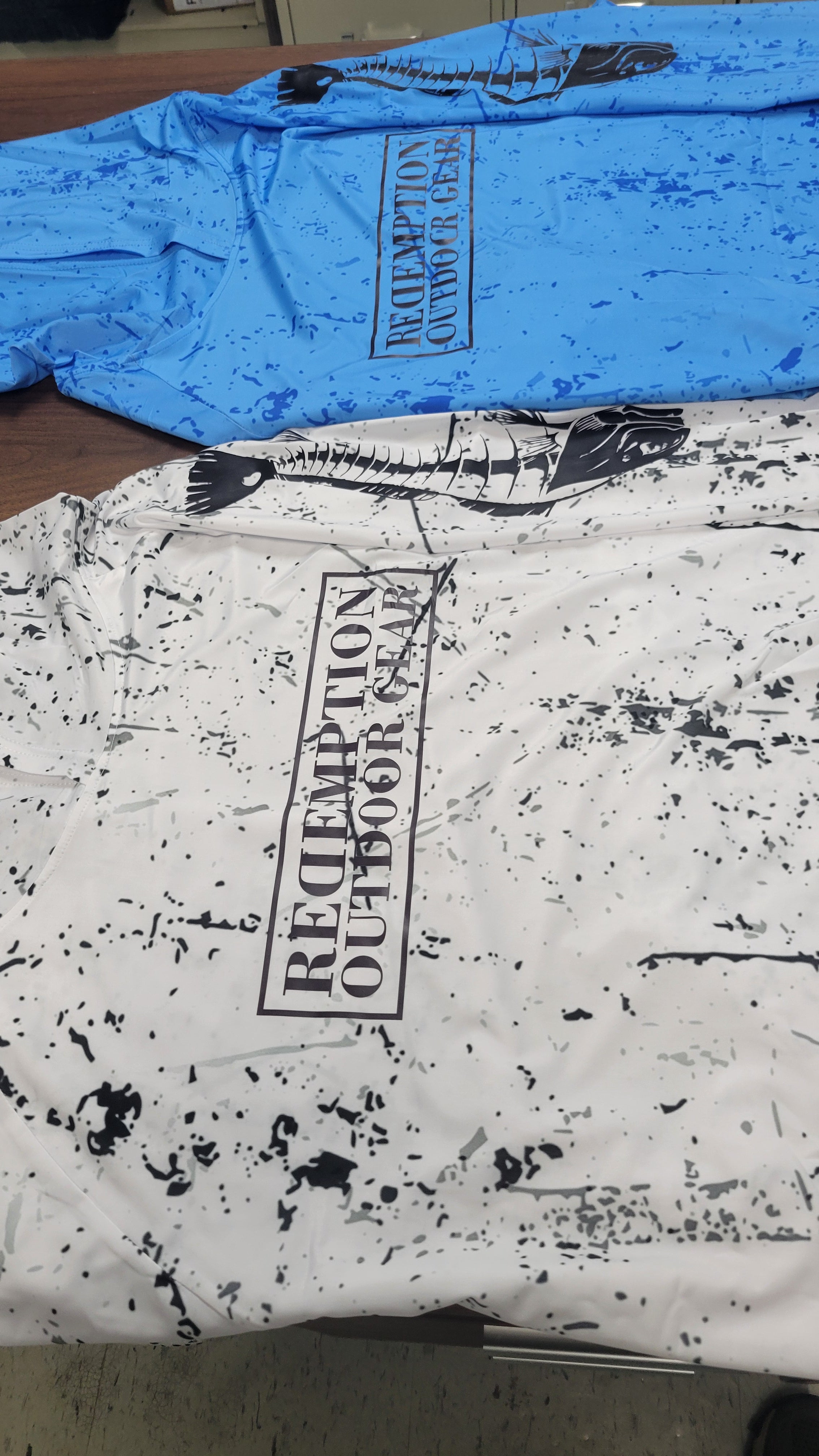 Long Sleeve splatter pattern with Hood in White or Blue