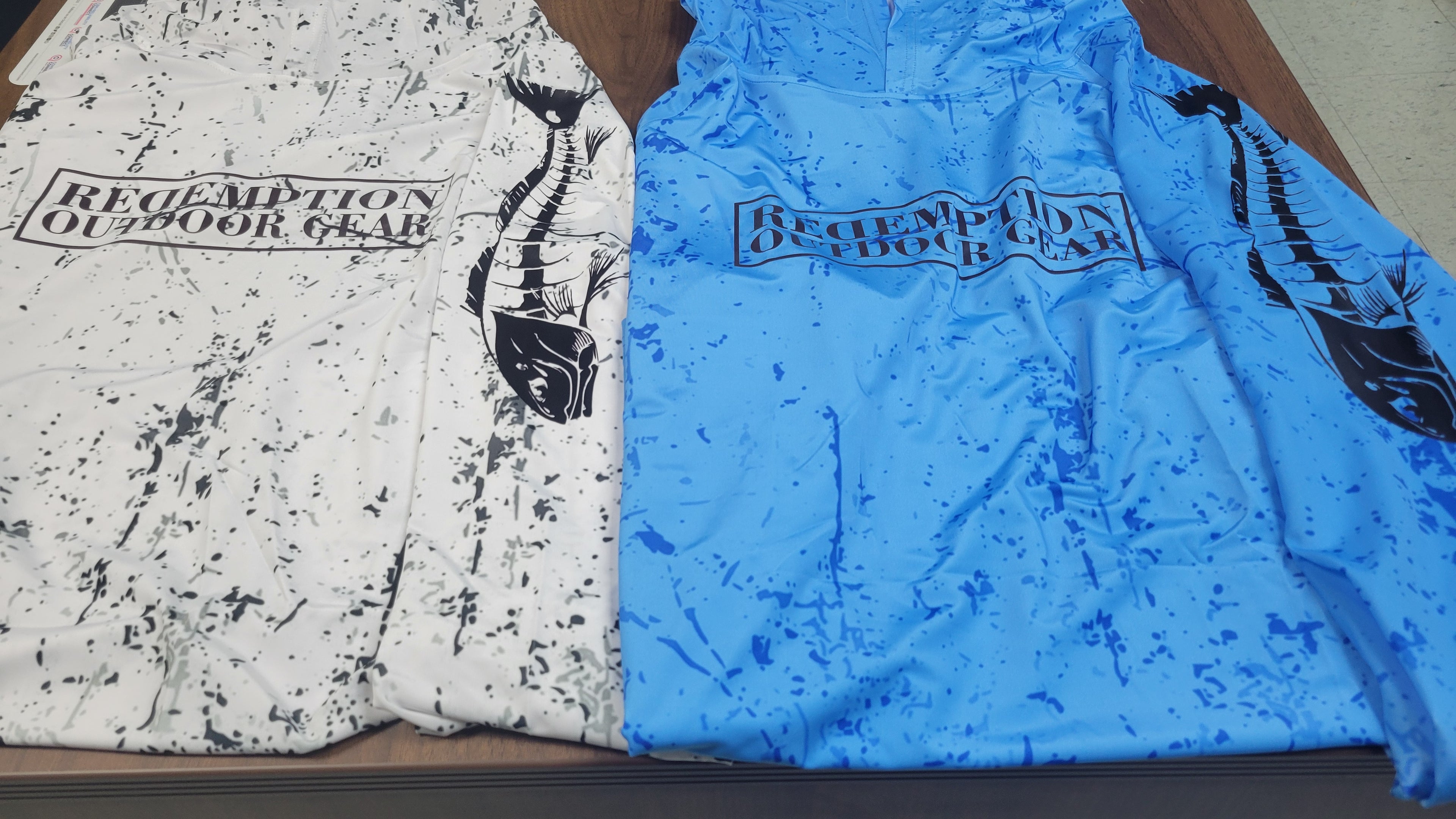 Long Sleeve splatter pattern with Hood in White or Blue